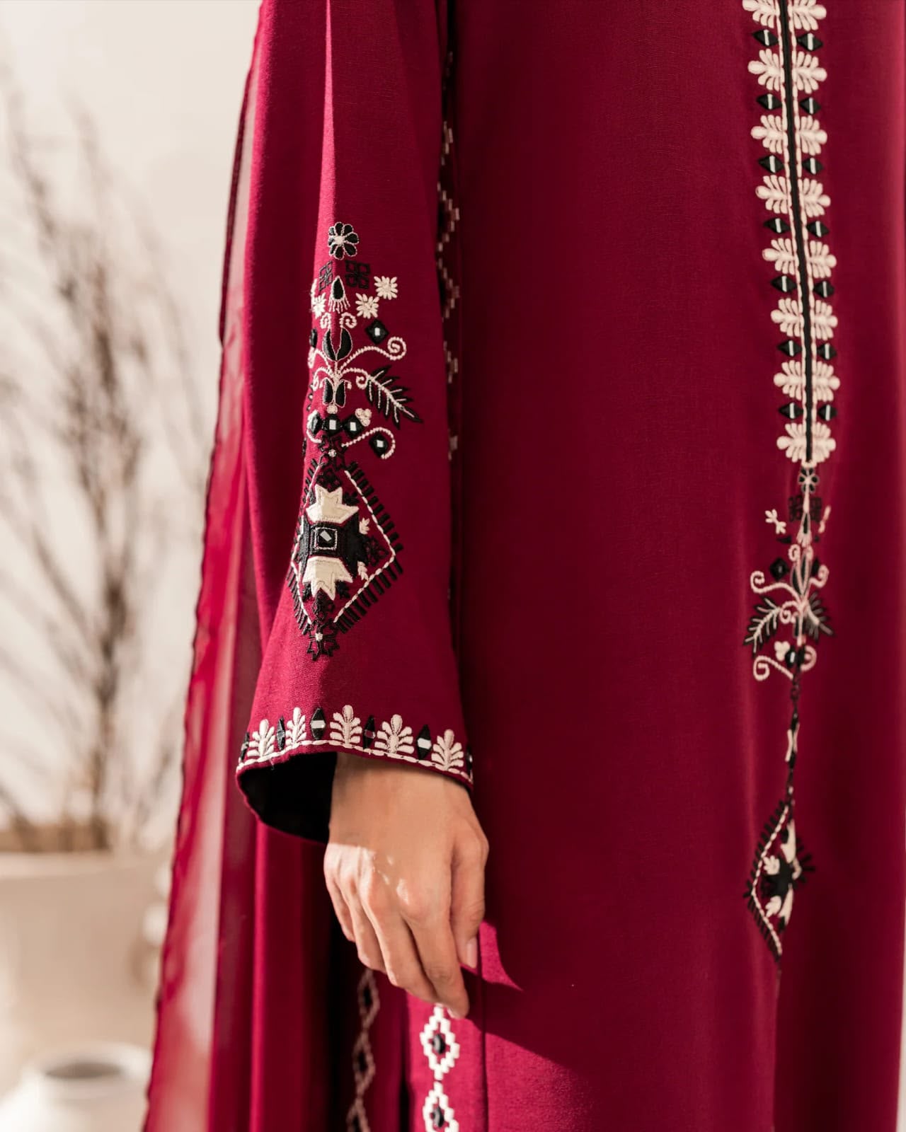 Ruby Embroidered Chanderi Silk Kurta Set