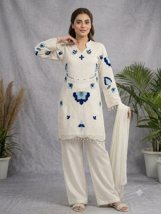 Premium Embroidered Organza Kurta Palazzo Set