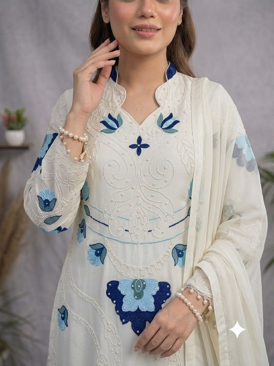 Premium Embroidered Organza Kurta Palazzo Set