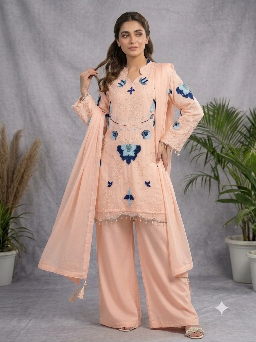 Premium Embroidered Organza Kurta Palazzo Set