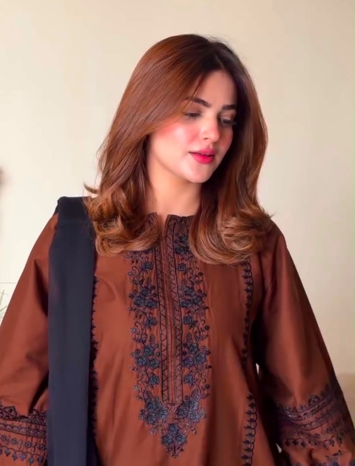 Designer Roman Silk Embroidered Kurta Pant Set with Georgette Dupatta