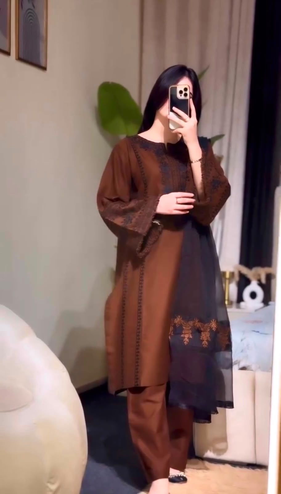 Designer Roman Silk Embroidered Kurta Pant Set with Georgette Dupatta