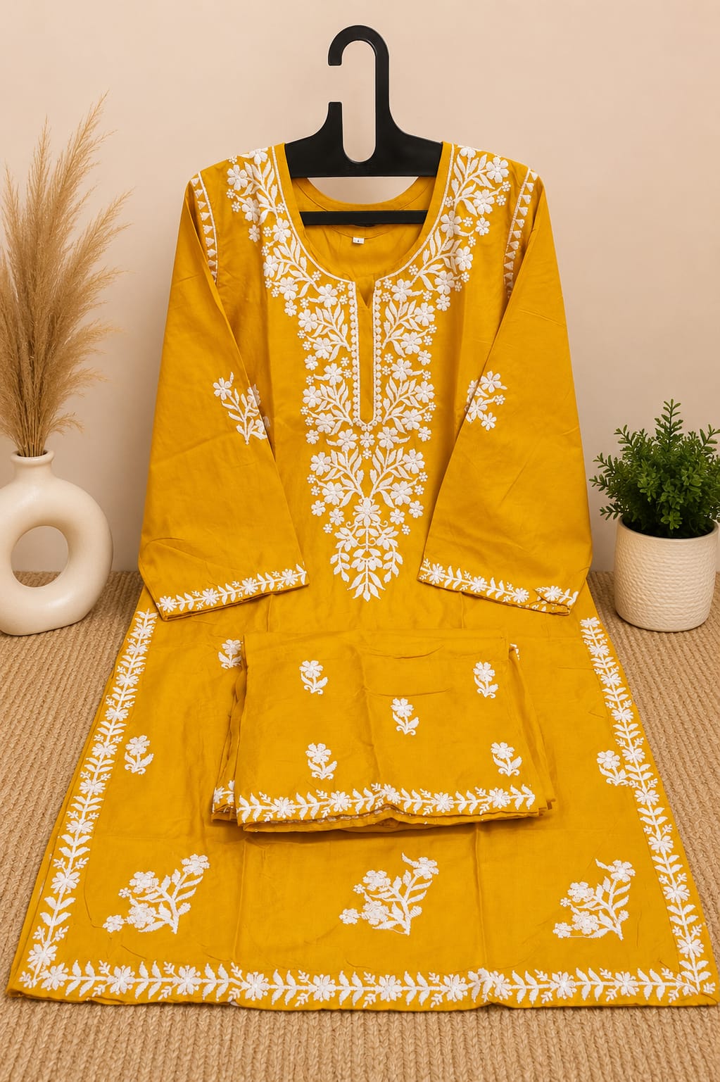 Premium Chikankari Rayon Kurta Palazzo Set
