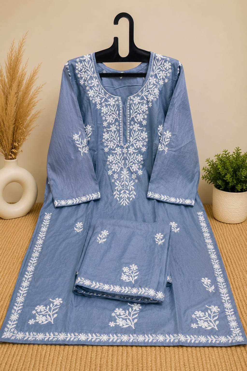 Premium Chikankari Rayon Kurta Palazzo Set