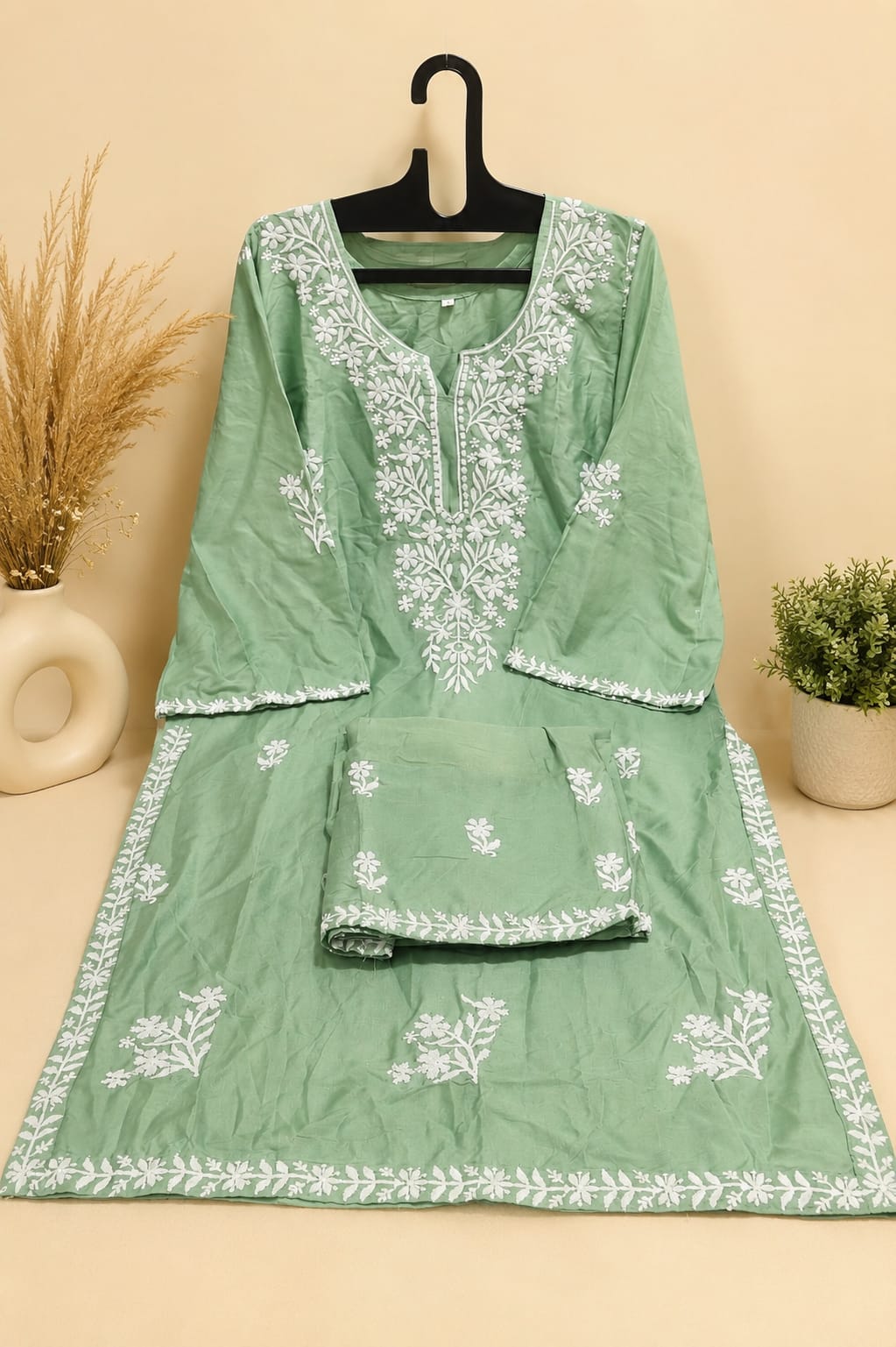 Premium Chikankari Rayon Kurta Palazzo Set