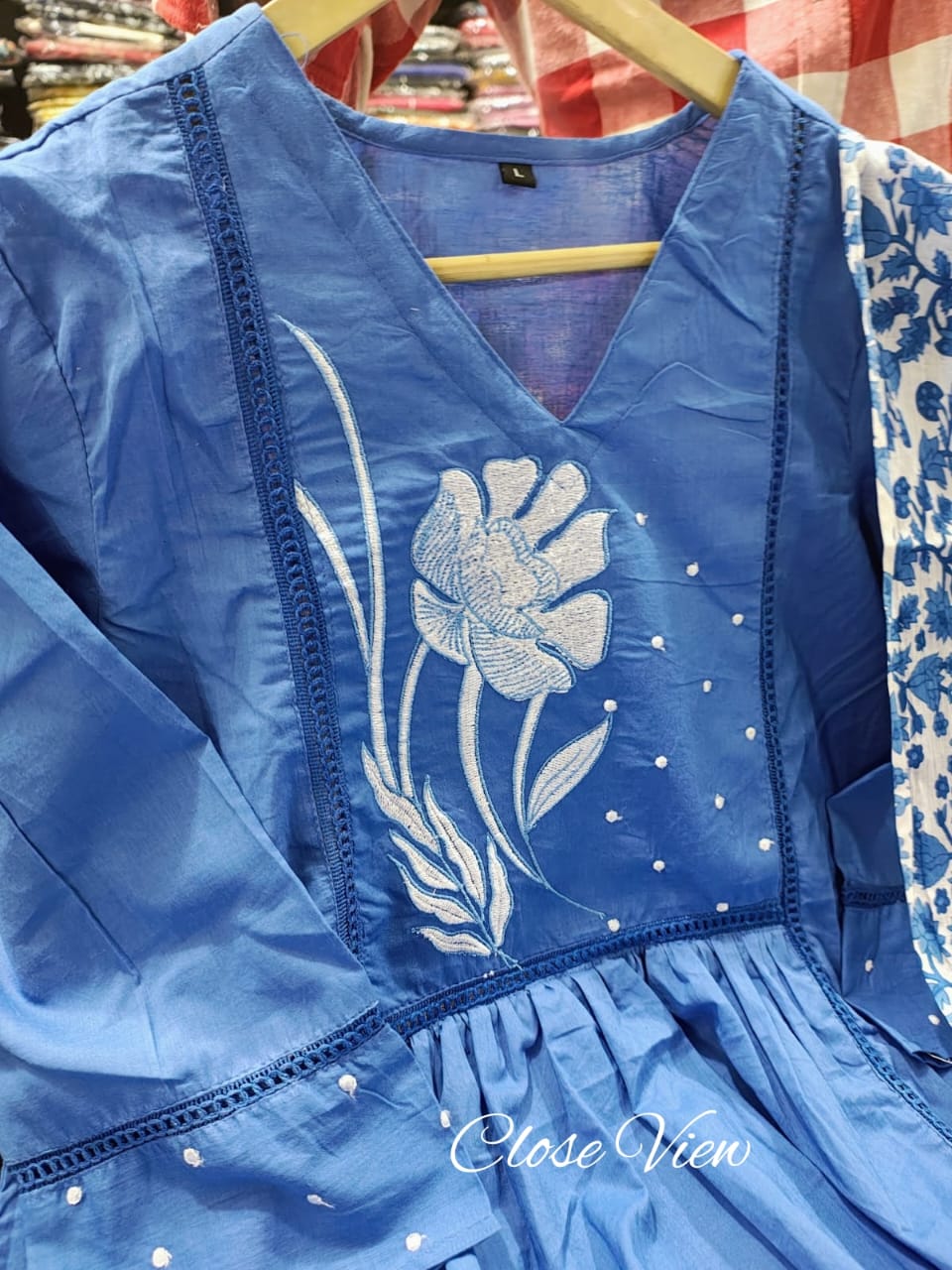 Premium Embroidered Rayon Anarkali Suit Set with Chiffon Dupatta