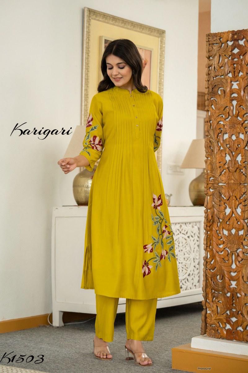 Premium Embroidered Pure Cotton Pleated Kurta Pant Set