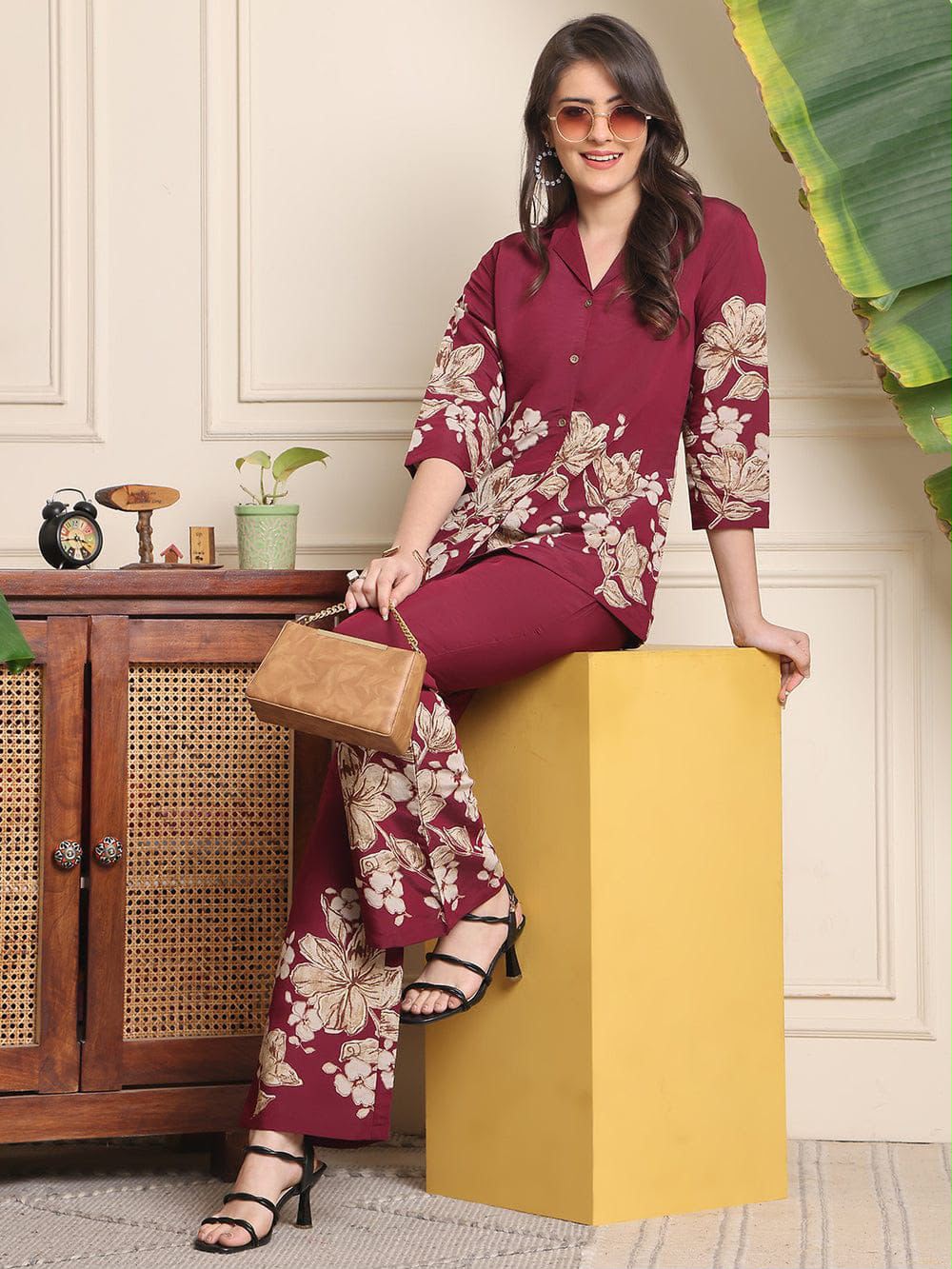 Premium Printed Cotton Bell Bottom Co-Ord Set