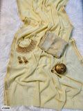 Aadhya Viscose Chiffon Saree with Golden Border