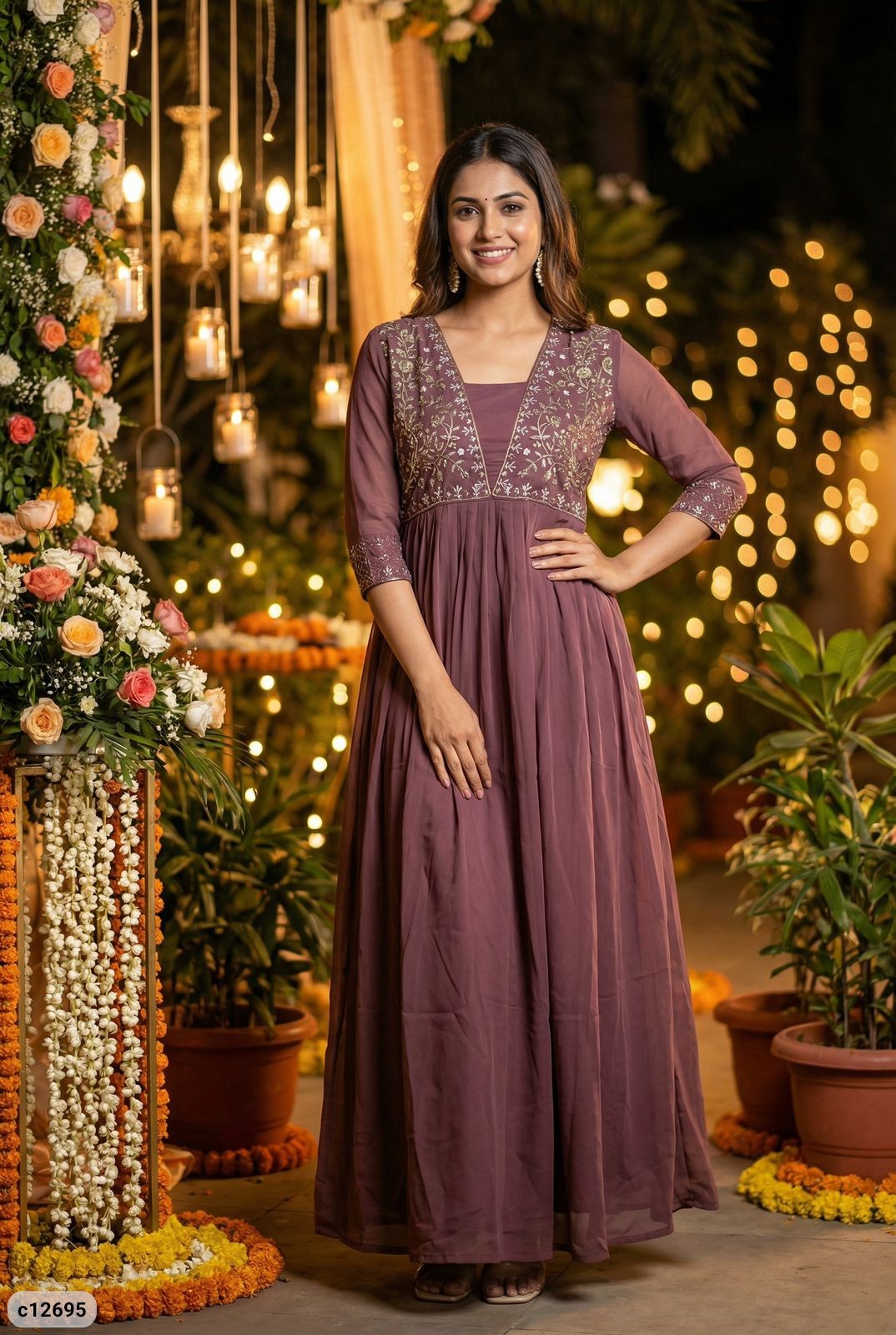 Amayra Georgette Embroidered Gown with Handwork