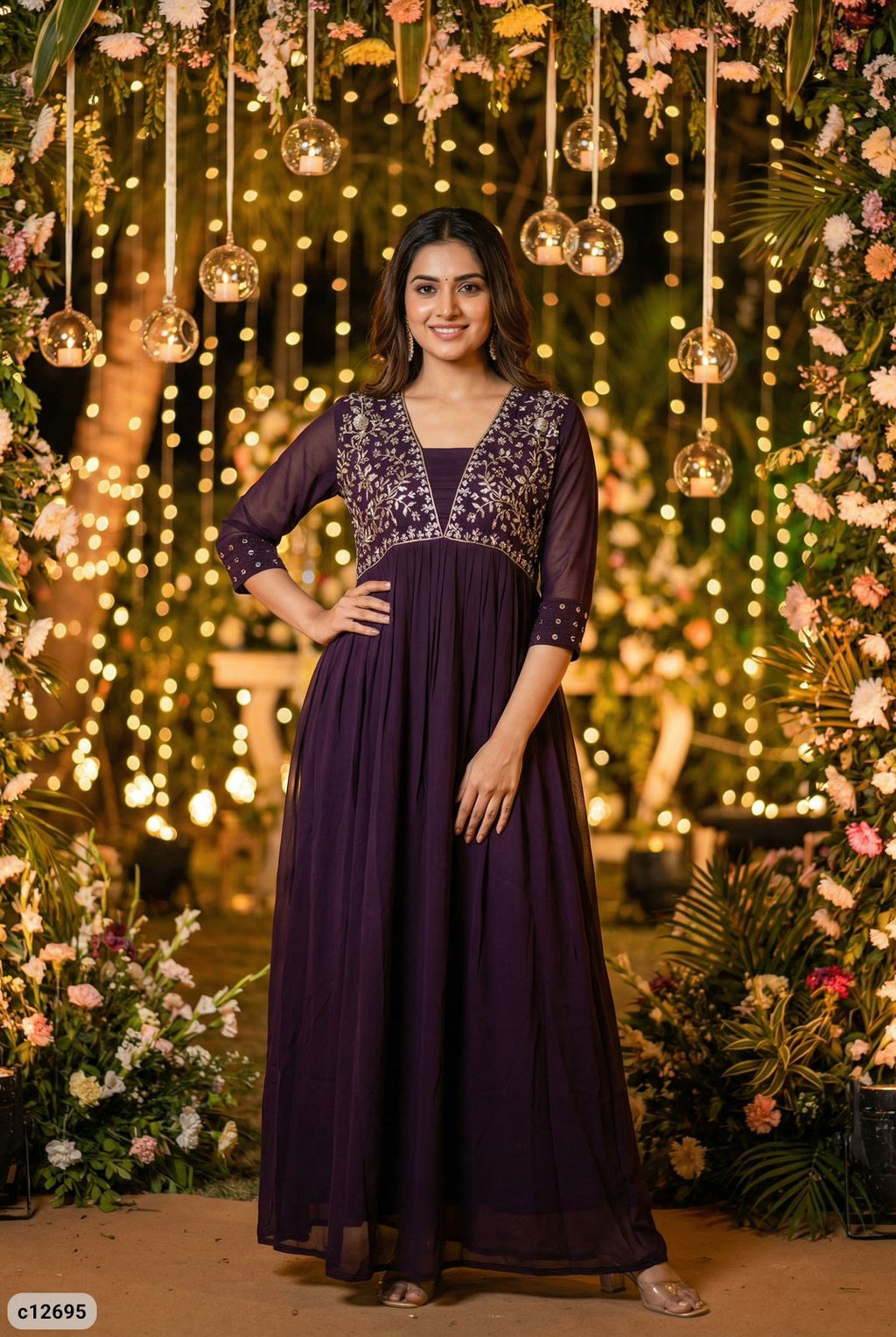 Amayra Georgette Embroidered Gown with Handwork