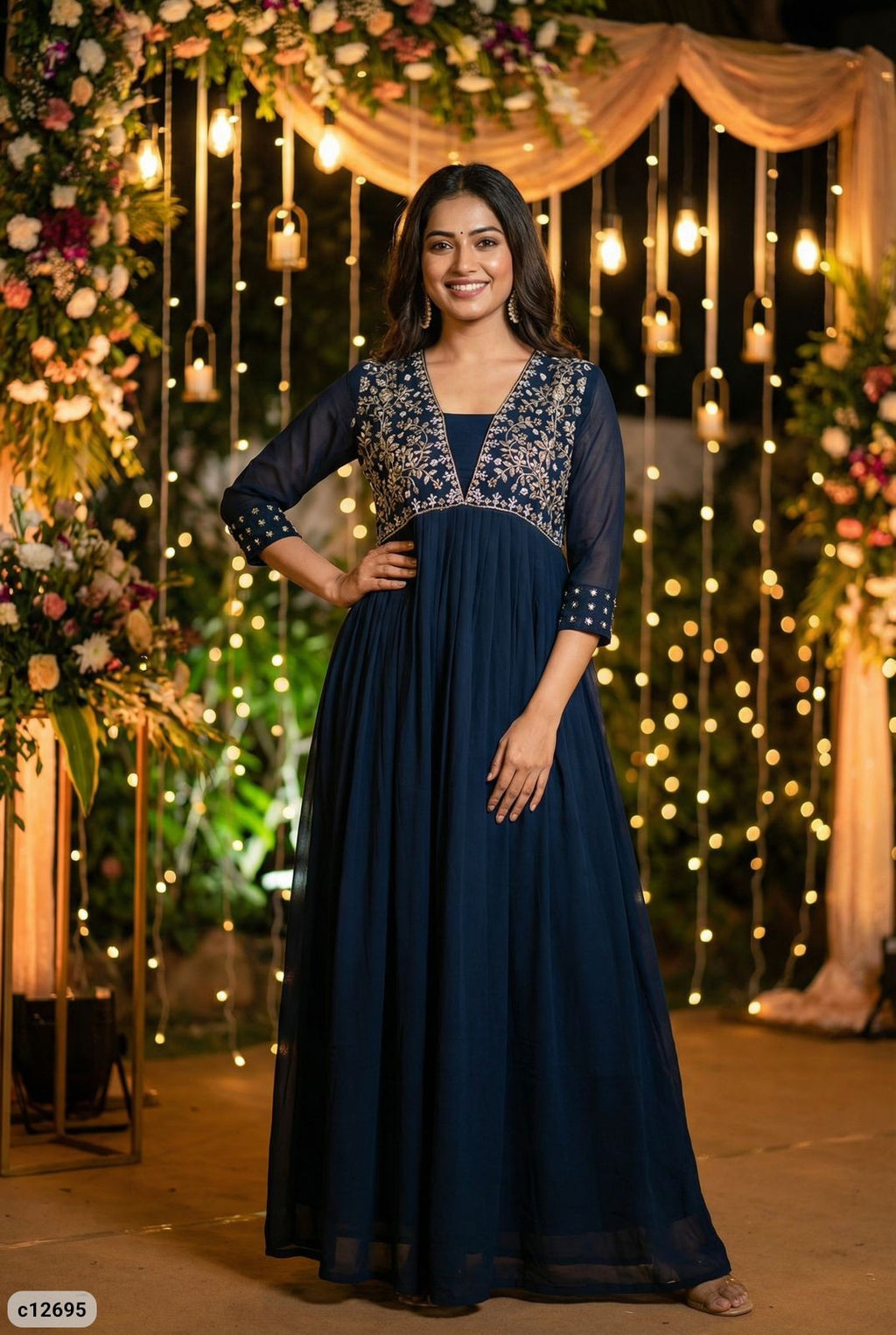 Amayra Georgette Embroidered Gown with Handwork