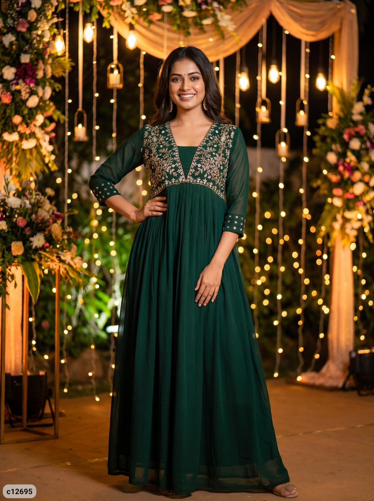 Amayra Georgette Embroidered Gown with Handwork