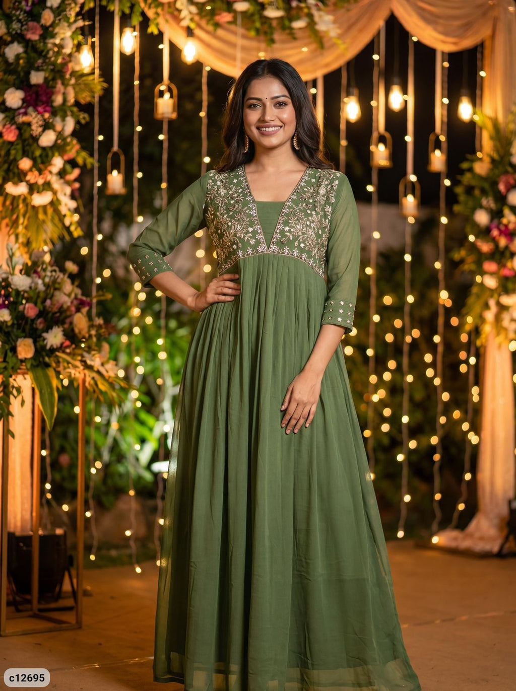 Amayra Georgette Embroidered Gown with Handwork