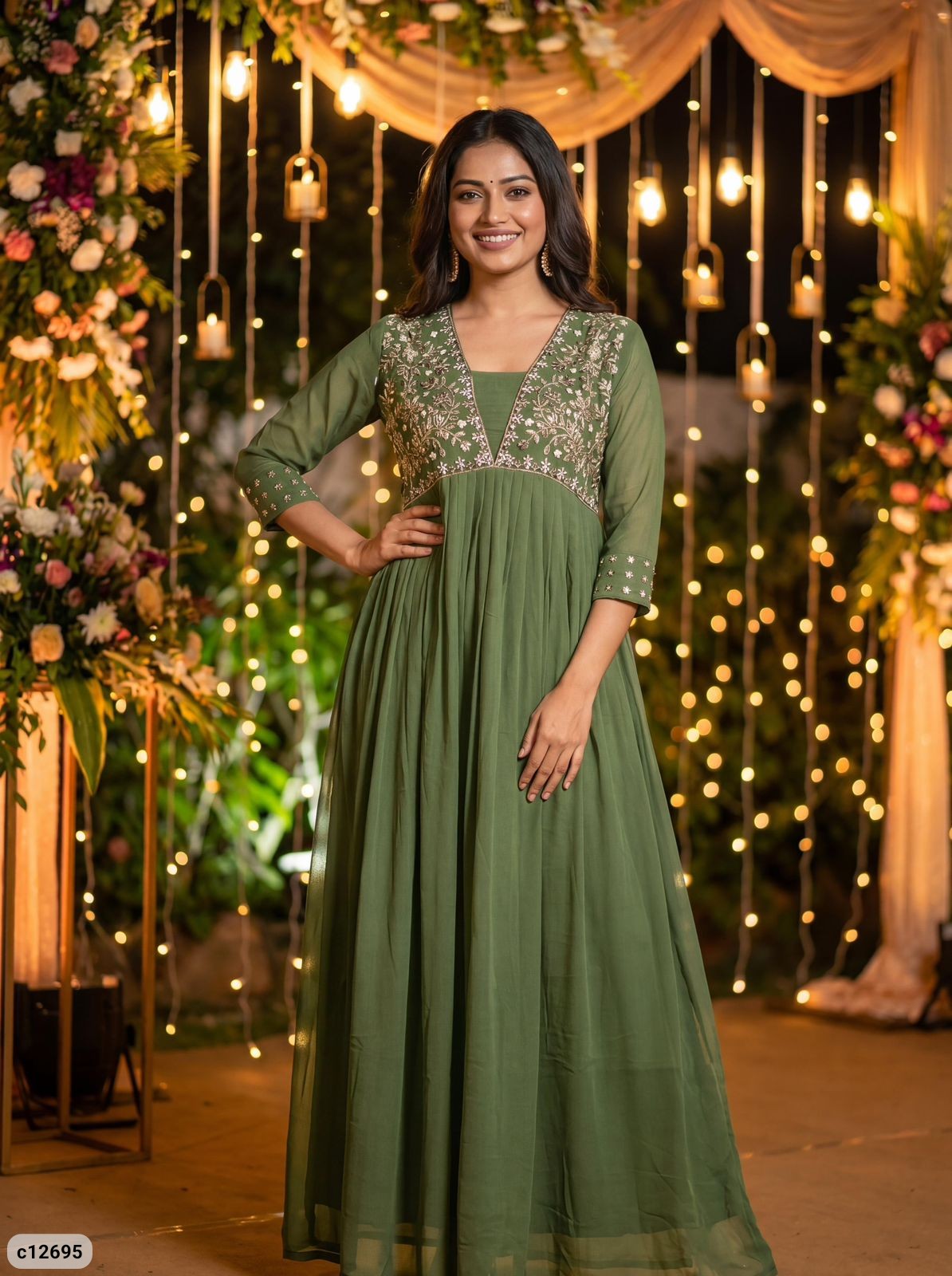 Amayra Georgette Embroidered Gown with Handwork