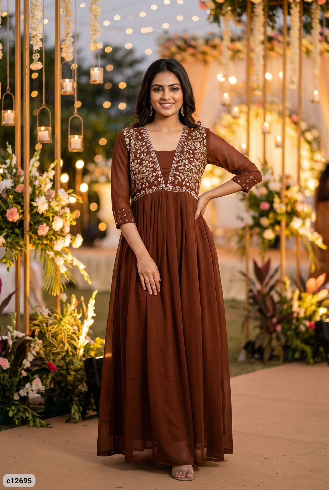 Amayra Georgette Embroidered Gown with Handwork