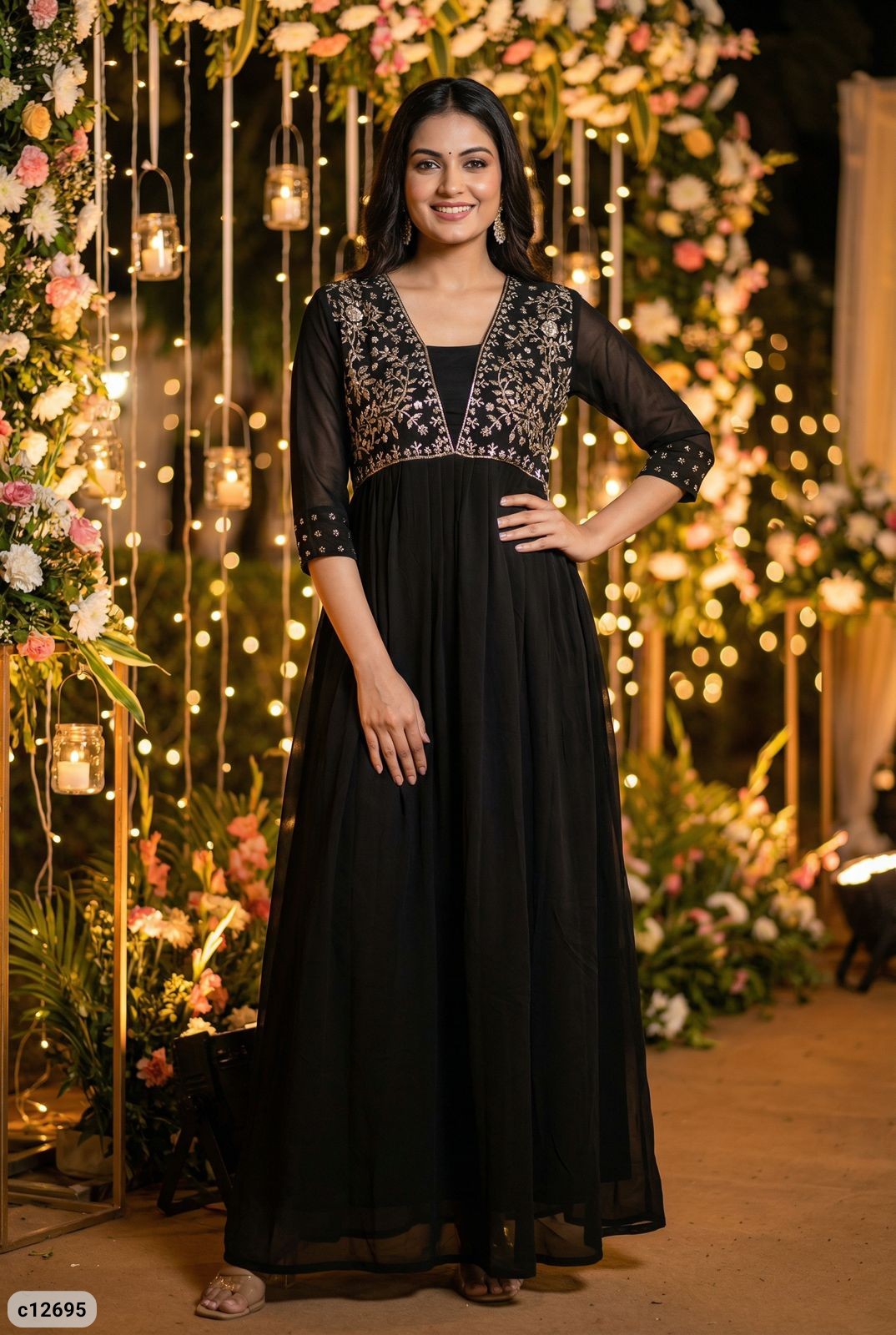 Amayra Georgette Embroidered Gown with Handwork