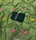 Butterfly Work Georgette Saree with Contrast Blouse Piece