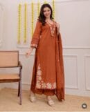 Women's Floral Cutwork Cotton Kurta Pant Dupatta Set