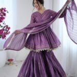 Festive Glamour: Mal Chanderi Sharara Plazzo Set - Violet
