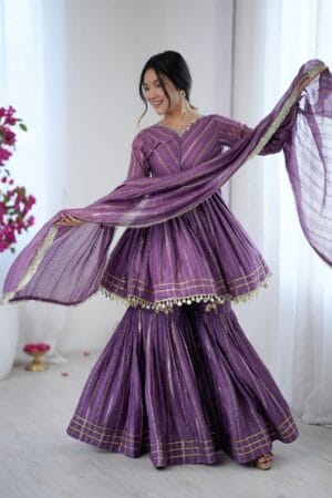 Festive Glamour: Mal Chanderi Sharara Plazzo Set