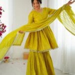 Festive Glamour: Mal Chanderi Sharara Plazzo Set - Yellow