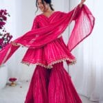Festive Glamour: Mal Chanderi Sharara Plazzo Set - Pink