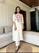 Ayzaan Label: Embroidered Cotton Flex Kurta Pant Set - Festive Ready