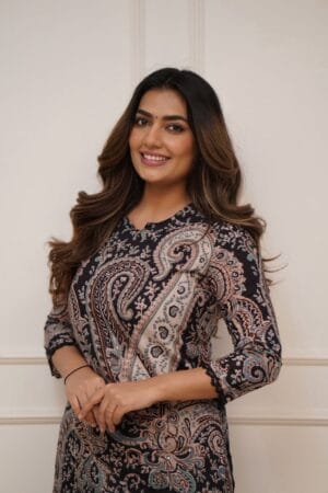 Ayzaan Label Designer Paisley Print Cotton Kurti Pant Set – Festive Wear Ethnic Suit