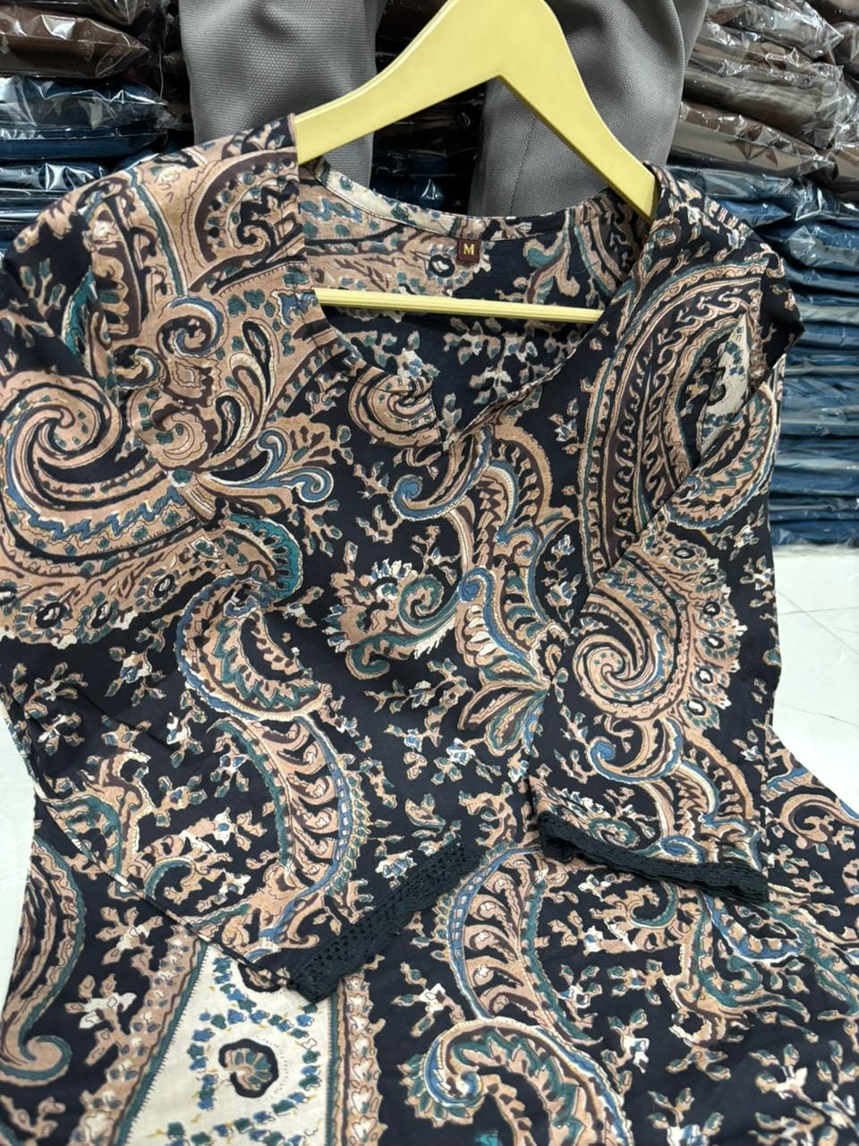 Ayzaan Label Designer Paisley Print Cotton Kurti Pant Set – Festive Wear Ethnic Suit - Image 3
