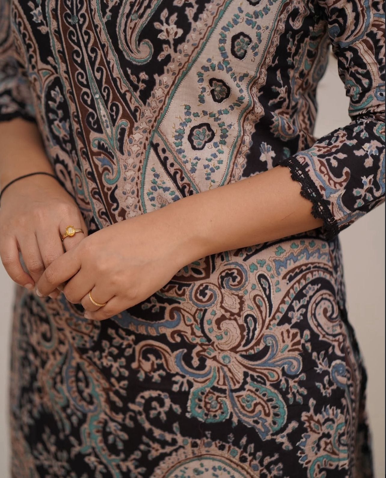 Ayzaan Label Designer Paisley Print Cotton Kurti Pant Set – Festive Wear Ethnic Suit - Image 4